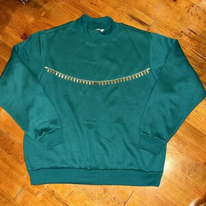 VTG blair green christmas gold accent chain holiday long sleeve sweatshirt